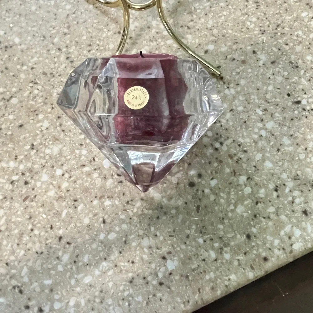 Bleikristall Crystal Votive Holder Clear Gold Diamond‎ Lead Glass Stand